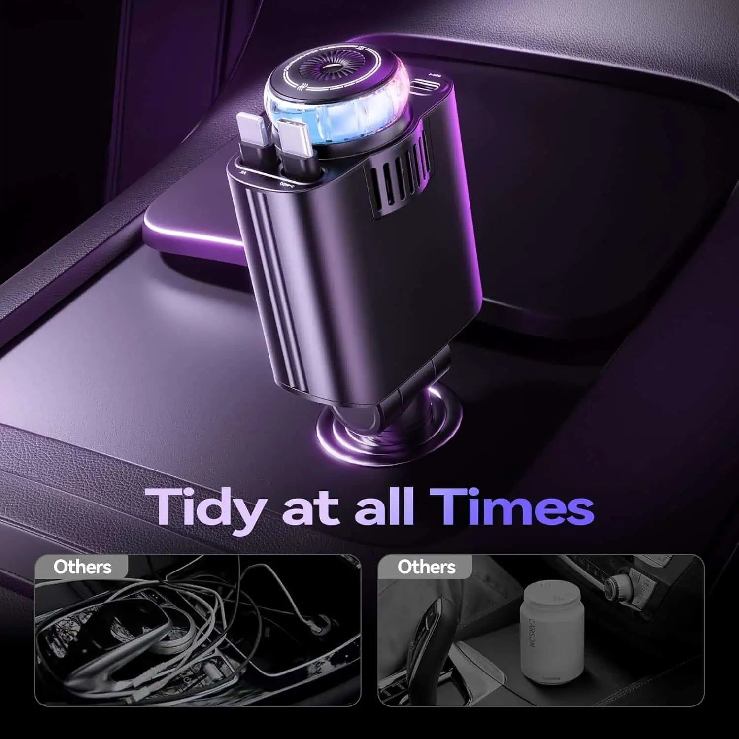 5-in-1 Starlight Car Charger with Aromatherapy & Retractable Cable